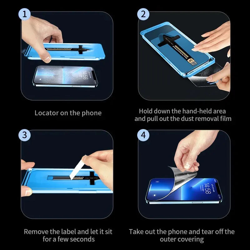 For Apple iPhone 16 15 Pro Max 14 Plus 13 12 11 XR XS Phone Screen Protector Tempering Glass With Install Kit Toughened Glass