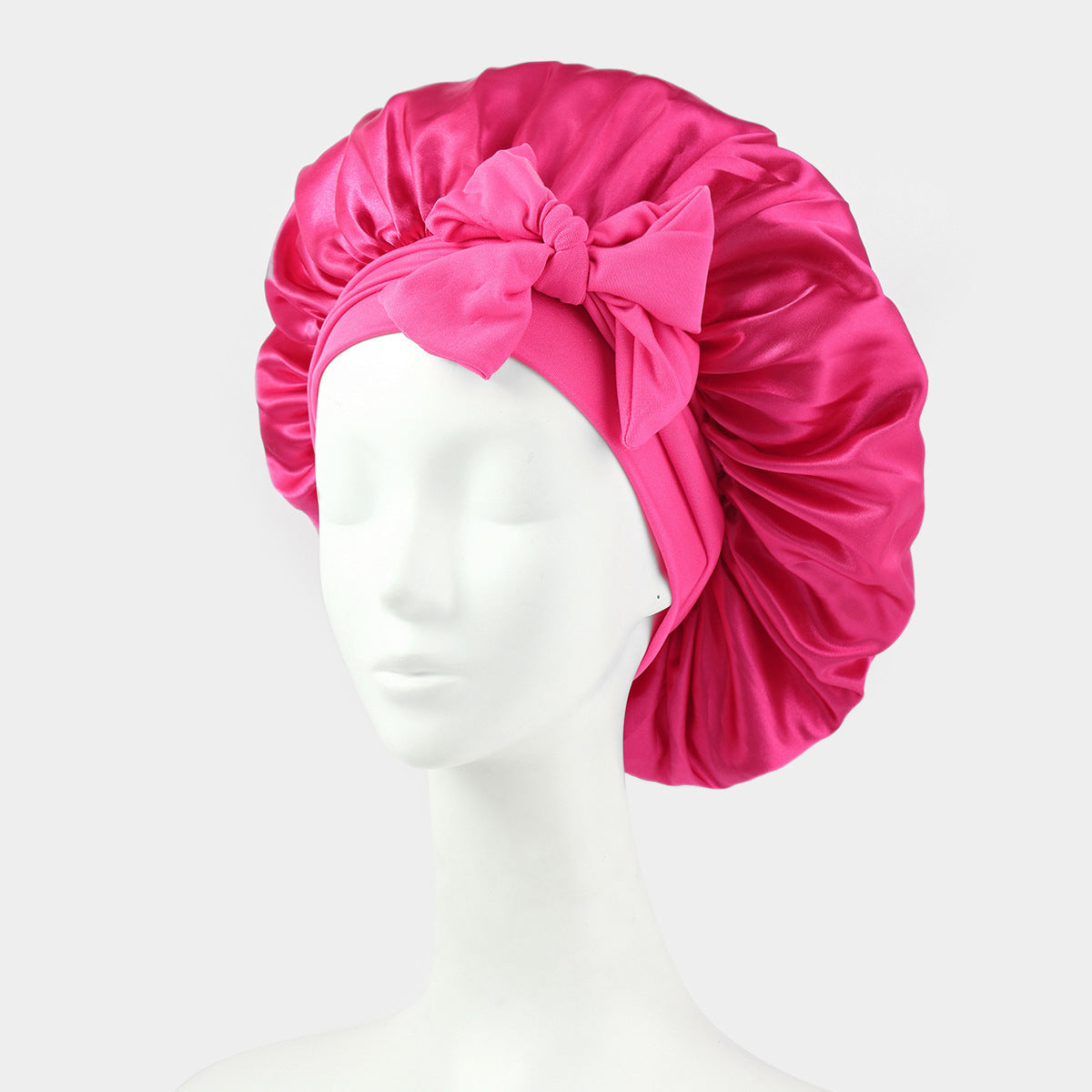 Double Layer Satin Sleep Bonnet with Tie Band – For Women & Curly Hair