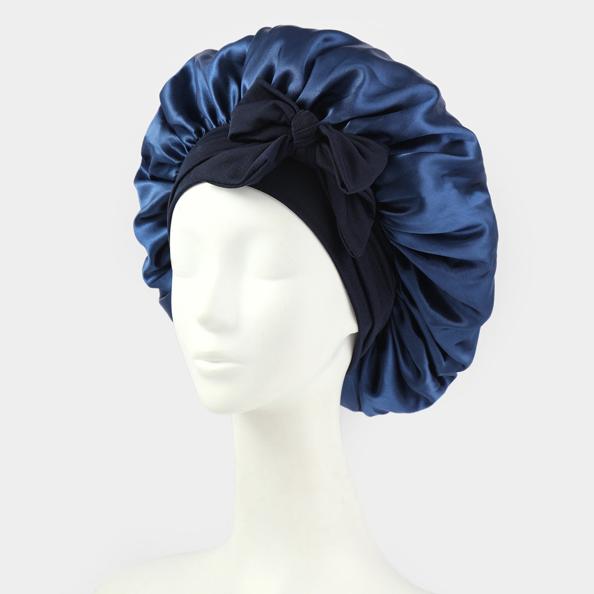 Double Layer Satin Sleep Bonnet with Tie Band – For Women & Curly Hair