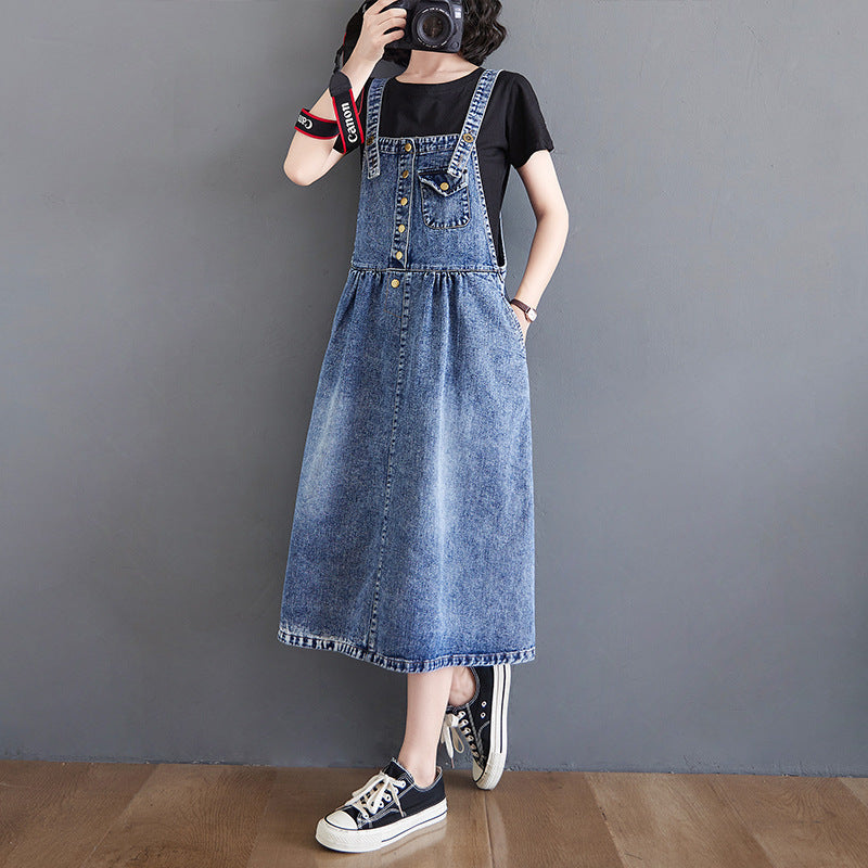 Denim Suspender Skirt Dress Denim Skirt