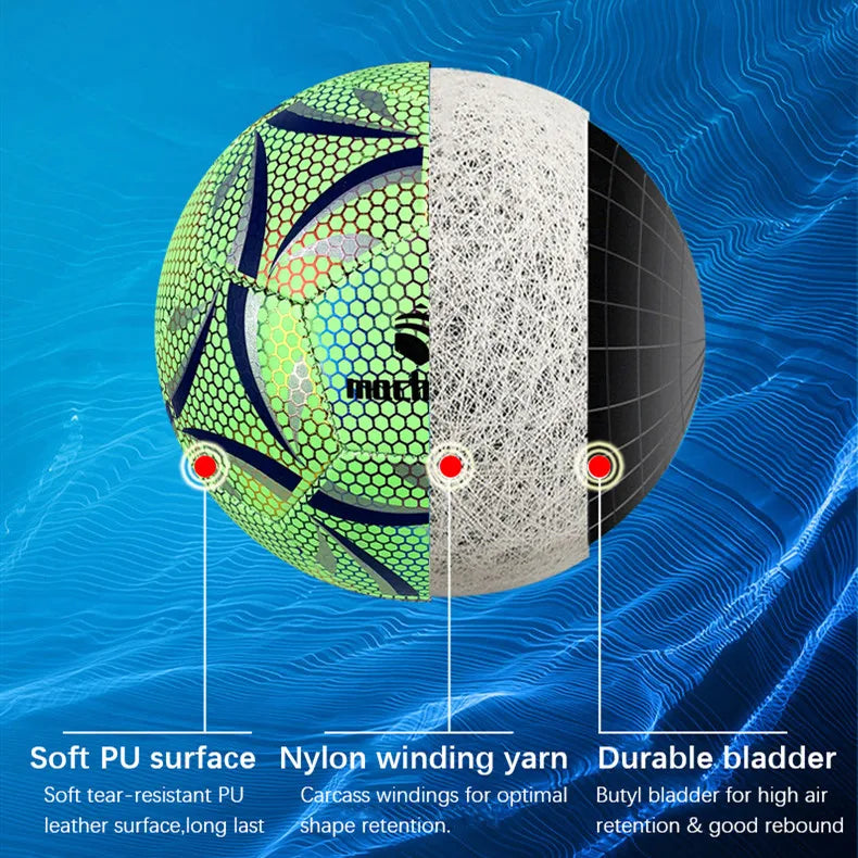 Glow in Dark Soccer Ball PU Football Soccer Custom Machine Sewn Practice Ball Soccer Ball  Size  5