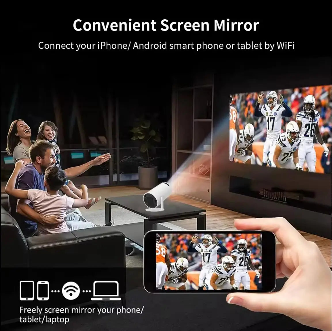 2025 HY300 Portable Mini Projector 4K Hd Smart Proyector 200 ANSI Lumen Home Theater Beamer