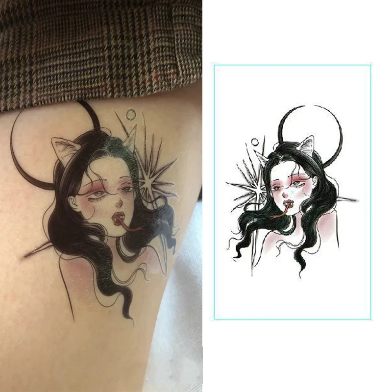Temporary Tattoos Hand Back Fake Tattoo Sticker Dark Tattoo Stickers Black Smile Rose Tatto Witch Cube Arm Foot Tatoo Waterproof