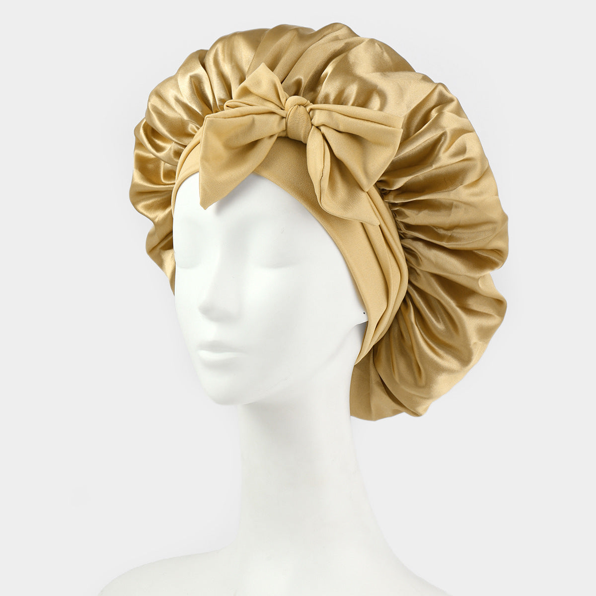 Double Layer Satin Sleep Bonnet with Tie Band – For Women & Curly Hair