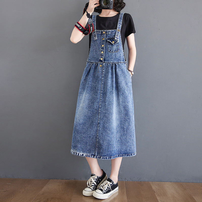 Denim Suspender Skirt Dress Denim Skirt